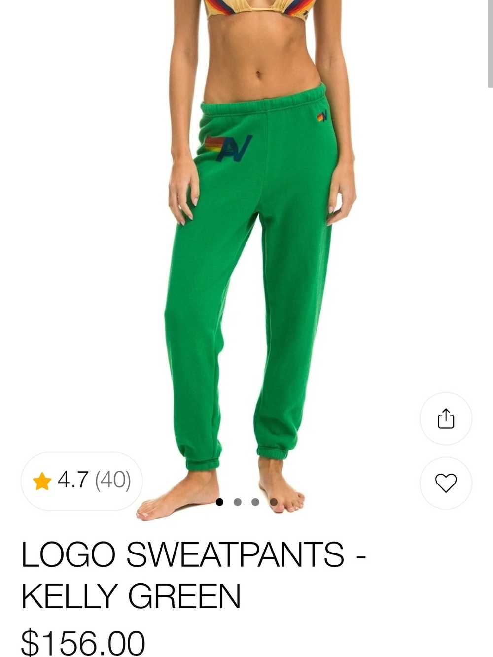 Aviator Nation Kelly Green Logo Sweatpants Joggers XL